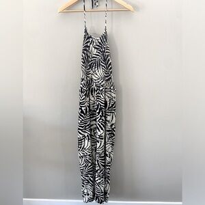 Patrons Of Peace Smocked Halter Top Black and White Pocket Jumpsuit